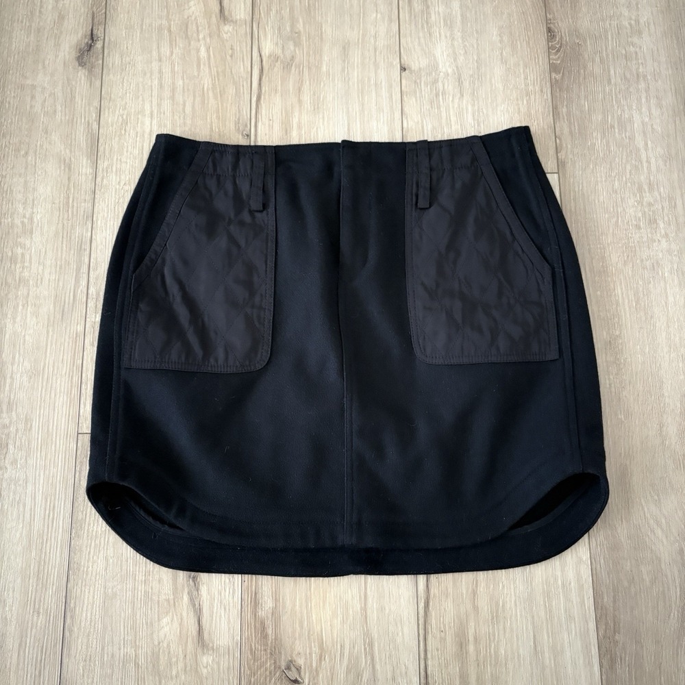 Madewell Skirt Women's 12 Black Wool Blend Shirt Tail Mini‎ Quilted Pockets